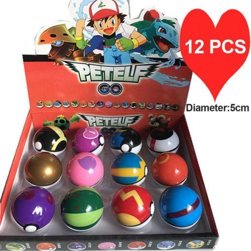 12PC 1.9INCH Pokemon Ball Set Clip 'n' Go Pokeball Random Toys Action Figures Kids Gift Boxed