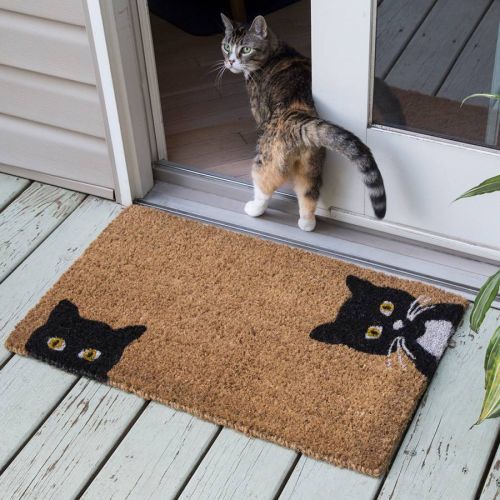 Peeping Cats Non Slip Coir Doormat 40x60cm