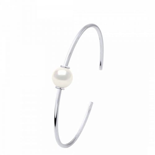 Silver Bangle Freshwater White Pearl