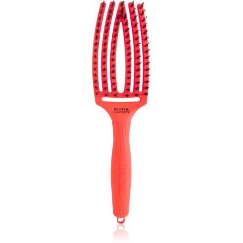 Olivia Garden Fingerbrush ThinkPink Flat Brush Neon Orange