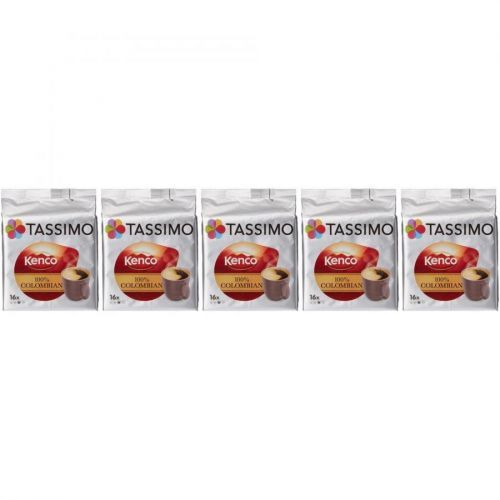 Tassimo Kenco Colombian Coffee Pods (Case of 5, Total 80 pods, 80 servings)