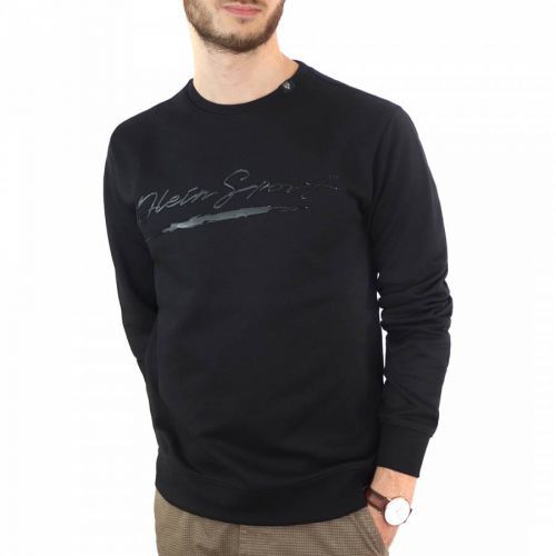 Black Logo Cotton Blend Sweatshirt