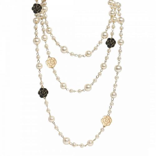 18k Gold Endless Rose Reversible & Pearl Necklace