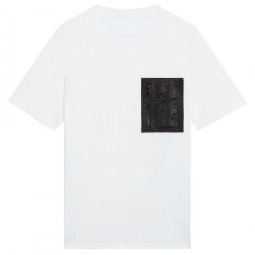 Neil Barrett Men's Minimalist Jersey Nylon Pocket T-Shirt White, S / White