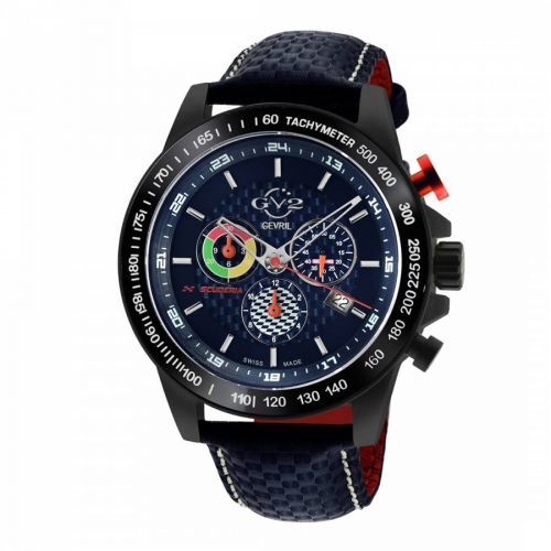 Men's GV2 Scuderia Blue Leather Chronograph Date Watch