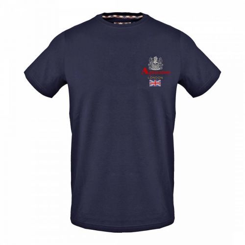 Navy Small Chest Logo Cotton T-Shirt