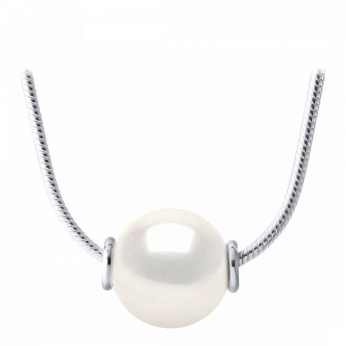 Silver White Pearl Passing Through Necklace