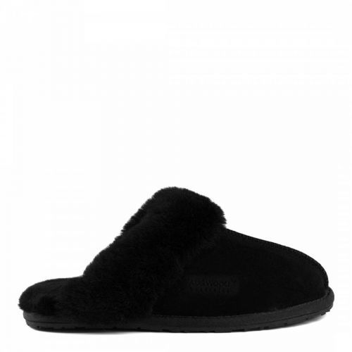 Black Suede Sheepskin Shelley Mules