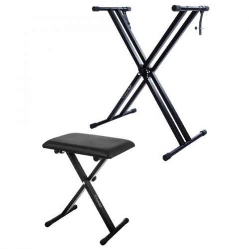 (Double Brace Stand + Chair) Piano Keyboard Stand & Chair Stool