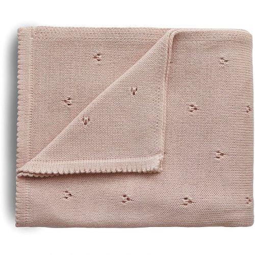 Mushie Knitted Pointelle Baby Blanket knitted blanket for Kids Blush 80 x 100cm 1 pc