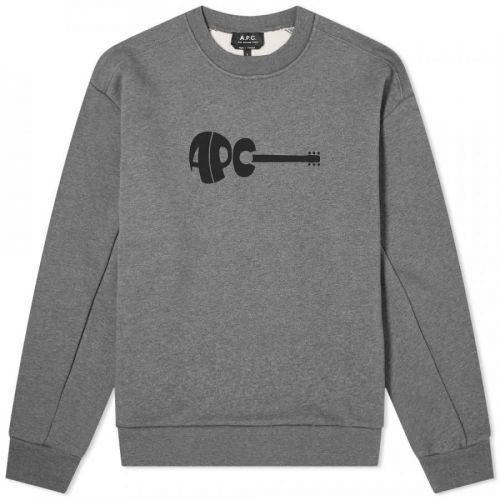 A.P.C Men's Jaheim Guitar Logo Sweater Grey, S / GREY