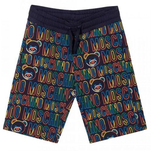 Moschino Boys All Over Logo Shorts Navy, 4Y / NAVY