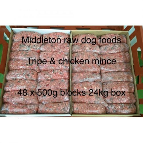 Frozen Minced Green Tripe & chicken 48x500g bags/blocks 24KG BOX