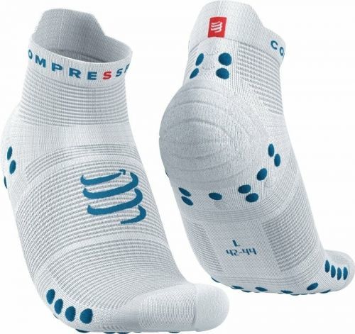 Compressport Pro Racing Socks v4.0 Run Low White/Fjord Blue T3