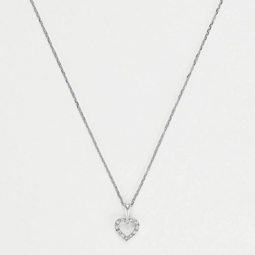 Silver Mini Heart Diamond Pendant Necklace