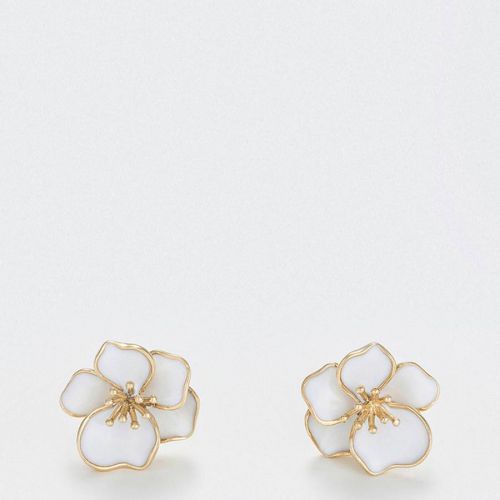 Gold Orchid Diamond Earrings