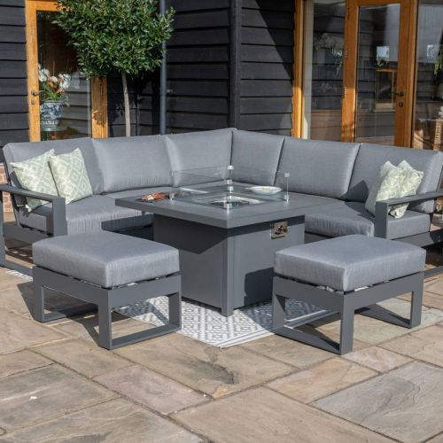 Amalfi Small Corner Group With Fire Pit Table / Grey
