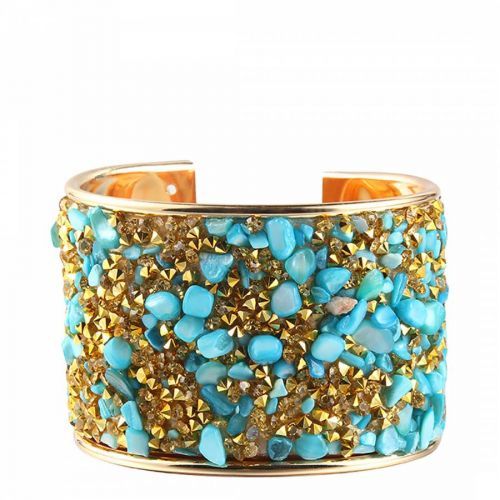 18K Gold Turquoise Cuff Bangle