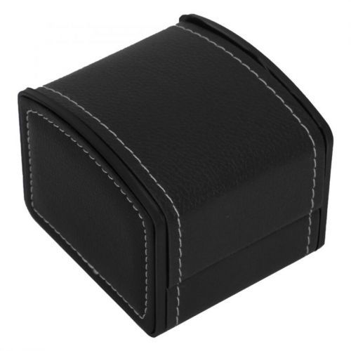 (Black) Single Grid Leather Watch Box Bracelet Storage