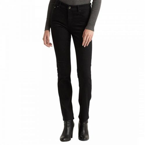 Black Mid-Rise Straight Stretch Jeans