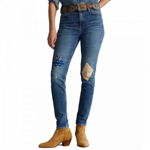 Blue High-Rise Skinny Stretch Jeans