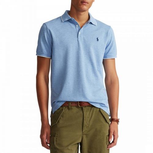 Blue Contrast Trim Cotton Polo Shirt
