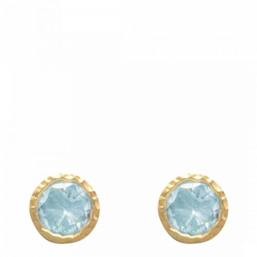 18K Gold Blue Topaz Stud Earrings