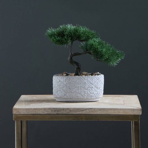 Bonsai Tree In Textured Cement Pot 26cm