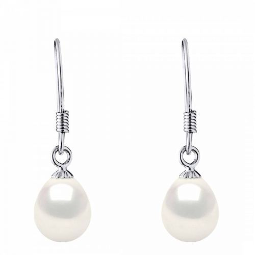 White Pearl Pear Earrings