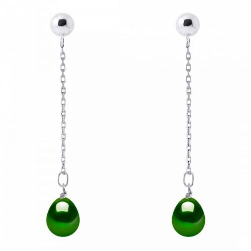 Malachite Green Pear Pearl Earrings