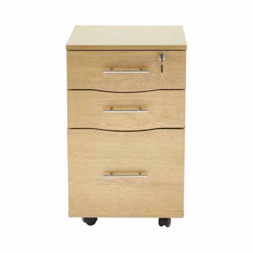 (Beech) 3-Drawer Under Desk Mobile Pedestal Lateral Filing Cabinet Storage Unit
