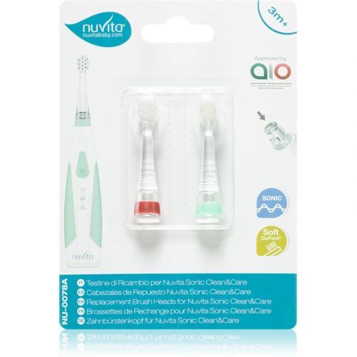 Nuvita Sonic Clean&Care brush heads Replacement Heads for Battery-Operated Sonic Toothbrush for babies Small 0m - 12m 2 pc