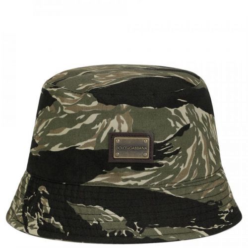 Dolce & Gabbana Boys Camouflage Logo Bucket Hat Khaki