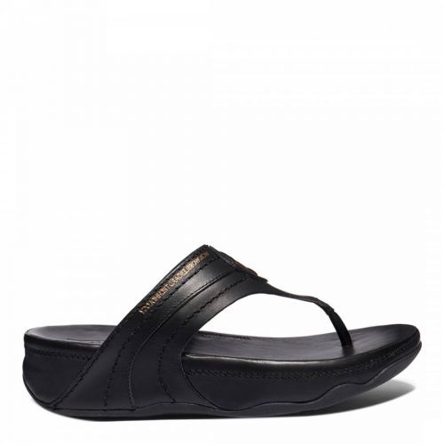 Black Leather Walkstar Toe-Post Sandals