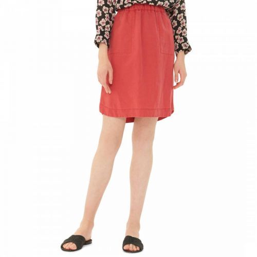 Red Linen Blend Skirt