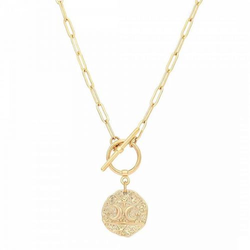 18K Gold Star Moon Disc Necklace