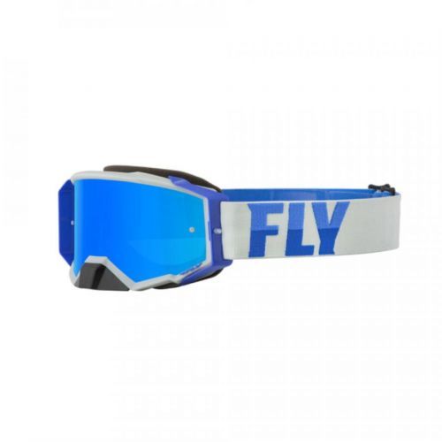 FLY Racing Zone Pro Goggle Grey Blue W Sky Blue Mirroroke Lens