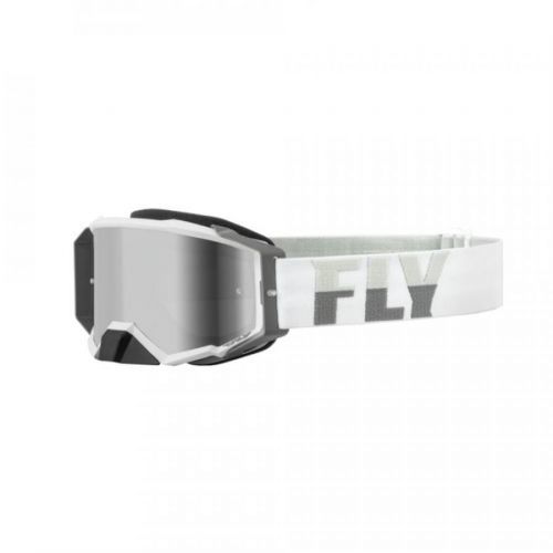 FLY Racing Zone Pro Goggle White Grey W Silver Mirroroke Lens