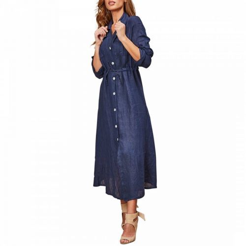 Navy Maxi Linen Dress