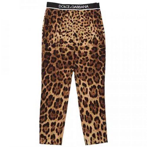 Dolce & Gabbana Girls Leopard Print Silk Leggings Brown, 10Y / BROWN