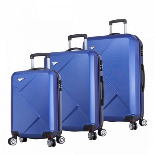 Blue Set Of 3 Diamond Suitcases