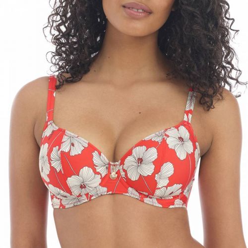 Sunset Hibiscus Beach UW Plunge Bikini Top