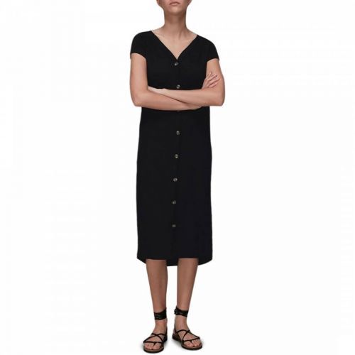Black Leonie Button Through Cotton Dress