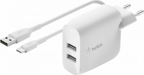 Belkin Dual USB-A Wall Charger with A-C WCE001vf1MWH
