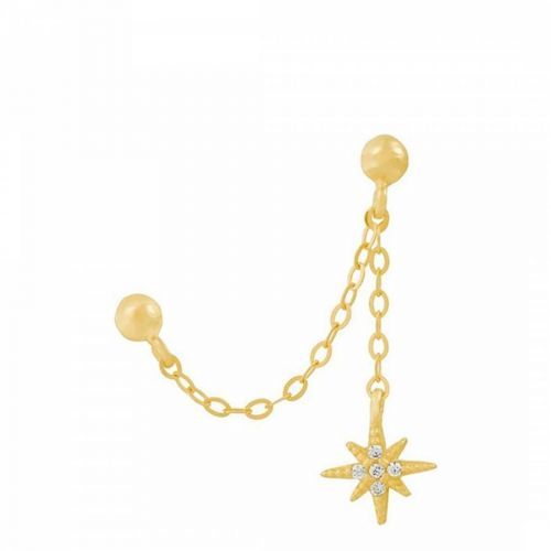 Gold Chain Drop Star Design Earrings