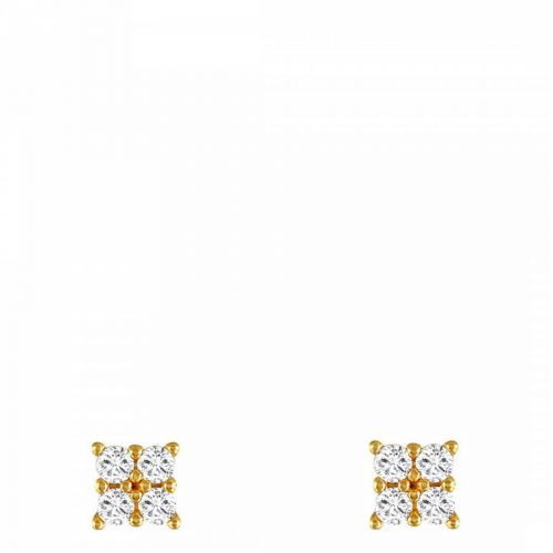Gold Cystal Square Earrings