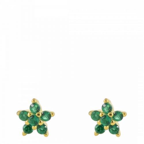 Gold/Green Flower Earrings