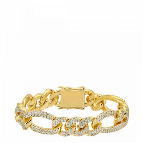 18K Gold Figaro Link Cz Bracelet