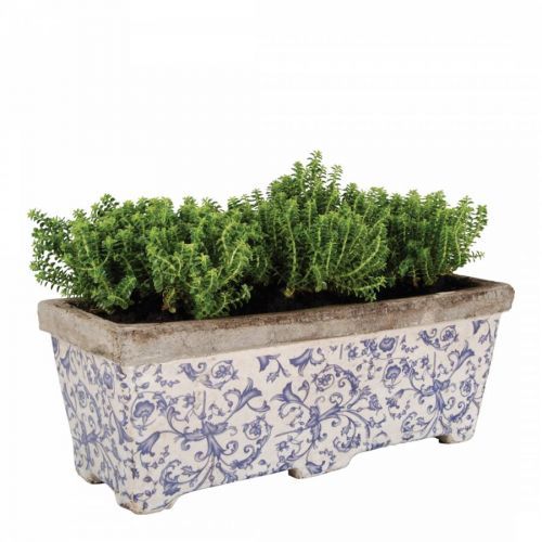 Cream/Blue Ceramic Planter