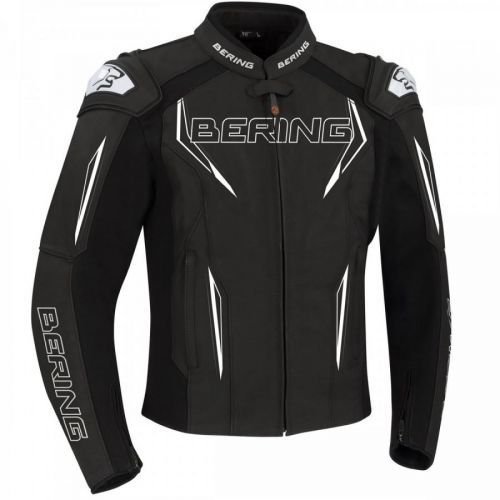 Bering Sprint-R Black White Grey Leather Motorcycle Jacket S